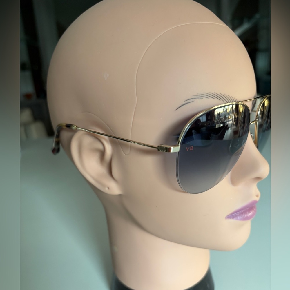 Victoria Beckham gold Aviator Sunglasses, blue gradient Lenses
